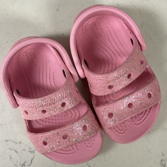 Crocs Kids' Classic Sandal Toddler Pink Glitter Size 6 Child - Picture 12 of 14